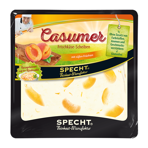 Specht-Casumer-Frischkaese-scheiben-Lauch-suesse-fruechte-Verpackung